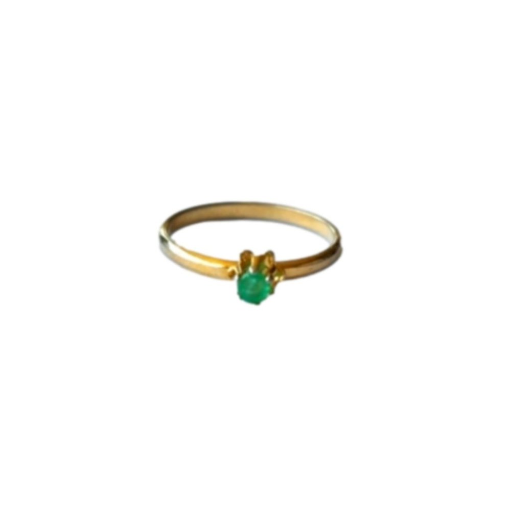 Vintage handmade ring with  Colombian emerald stone, size 6